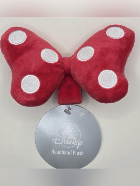 Disney Accessories - Disney Mini Red Polka Dot Plush Bow Head Band Velcro to headband or bag as charm